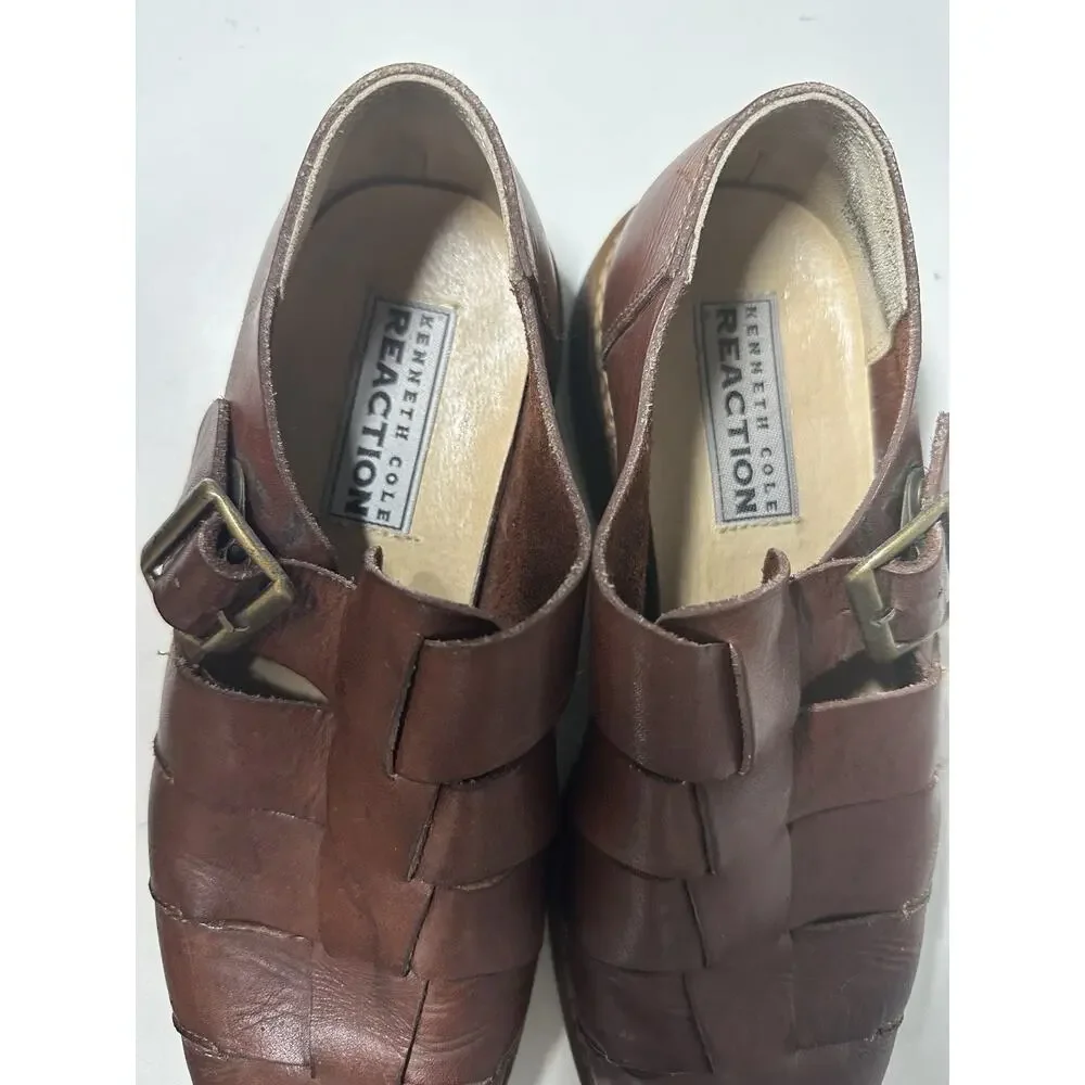 Kenneth Cole Men's Size 9.5 Brown Sandals Shoes Made in Italy.